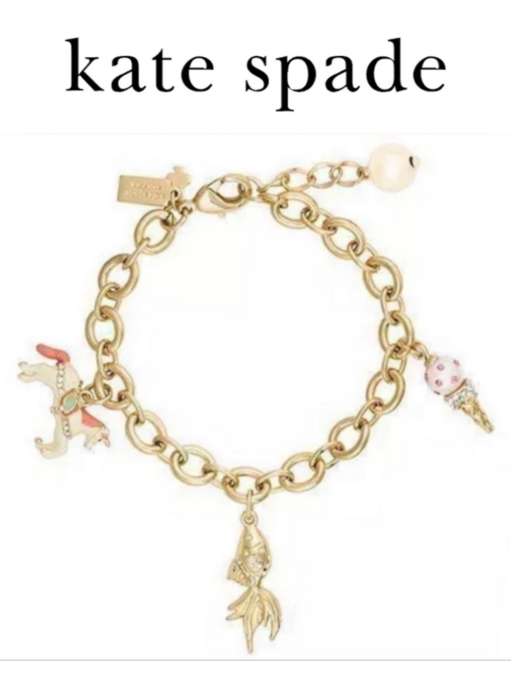 Kate Spade Carnival Unicorn Fish Ice Cream Charm Bracelet (Rare Piece) Nights